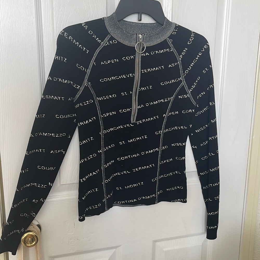 Long sleeve black monogram top